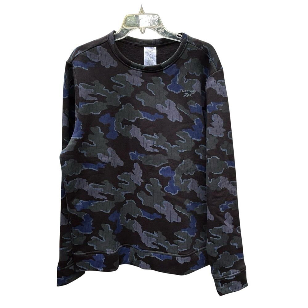NEW‎ Reebok Identity Motion Camo Fleece Crew Sweatshirt Training - Size Large